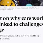 Mary Kay Henry, the SEIU’s first woman president, says a stable care force could help communities adapt to and survive natural disasters.