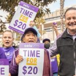 Arnulfo De La Cruz and members of SEIU Local 2015 demand a living wage.
