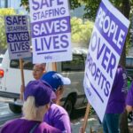 SEIU 2015 members picket Brius Nursing Home headquarters demanding safer staffing levels and better working conditions.