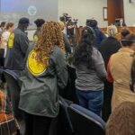SEIU 2015 long term care workers rally inside the Fresno County Board of Supervisors office for a livable wage and access to healthcare.
