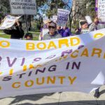 SEIU 2015 long term care workers rally outside the Fresno County Board of Supervisors office for a livable wage and access to healthcare.