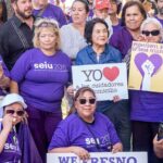 Fresno County home care workers—mostly women—rally at Board of Supervisors office for livable wages and healthcare benefits