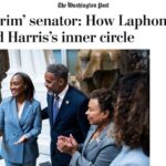 Laphonza Butler is congratulated by Rep. Steven Horsford on Oct. 3 after being sworn in as senator.